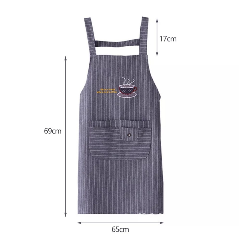 [Stella Fashion ]Pure Cotton Apron Kitchen Waterproof Oil Proof Cooking Aprons Women Men  Adjustable Aprons Kitchen