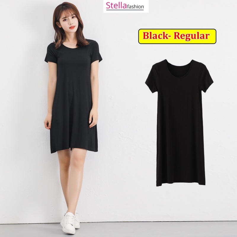 Stella Fashion Korean version Summer Modal Plus Size Short Sleeve Skirt Dress Loose Fit  Short-Sleeve Bottoming Skirt-Stella's Fashion