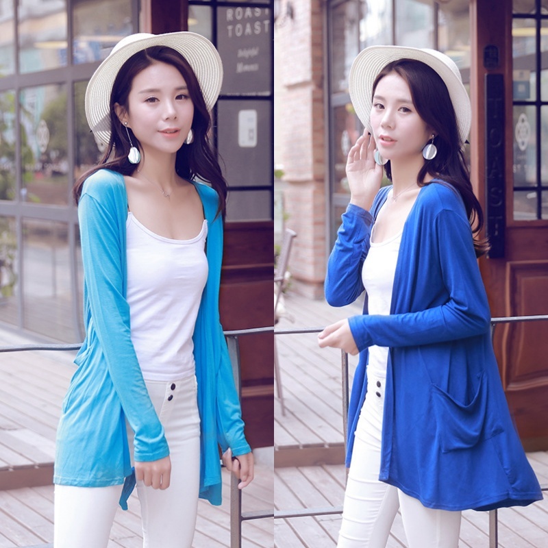 [Stella Fashion] READY STOCK  Women's Cotton Long Sleeve Cardigan Plain color Suncreen Modal Very soft and Comfortable-Stella's Fashion