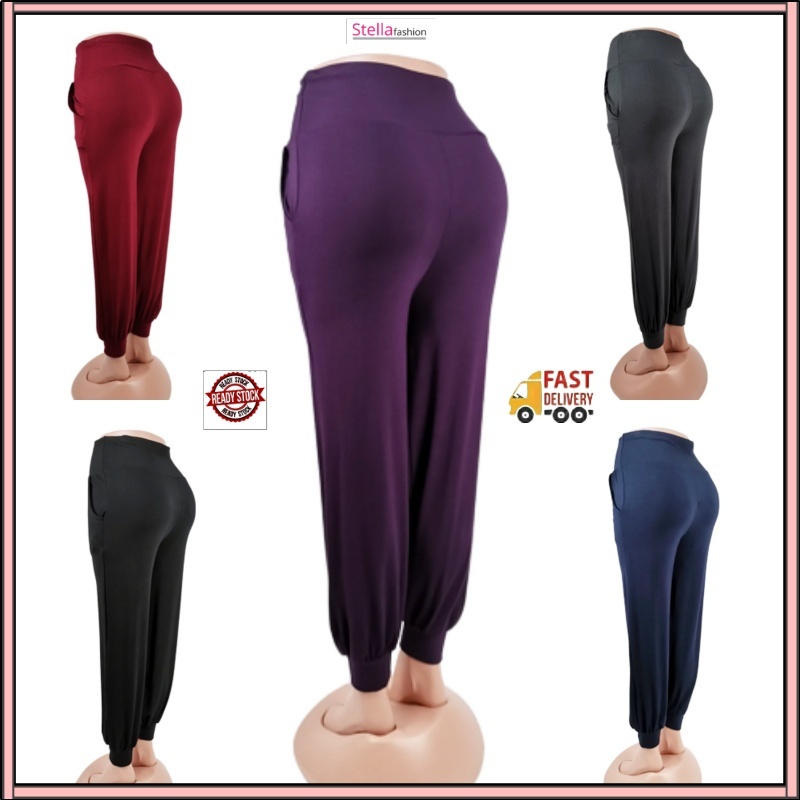 [Stella Fashion]  Ladies Long Alibaba Pant  Plus Size Muslimah Pants High Waist Pants MODAL Bamboo Fibre-Stella's Fashion