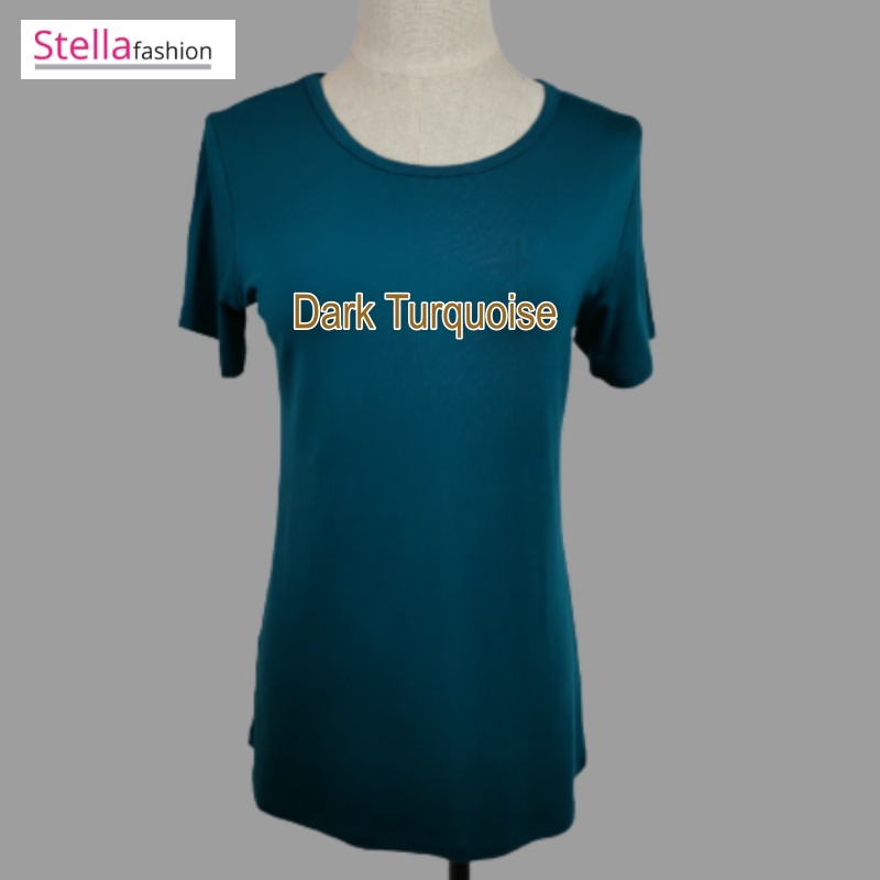 Stella Fashion Women Plus Size Short Sleeved Modal Bamboo fiber T-Shirt Round Neck Slim Casual Solid Color T-shirt