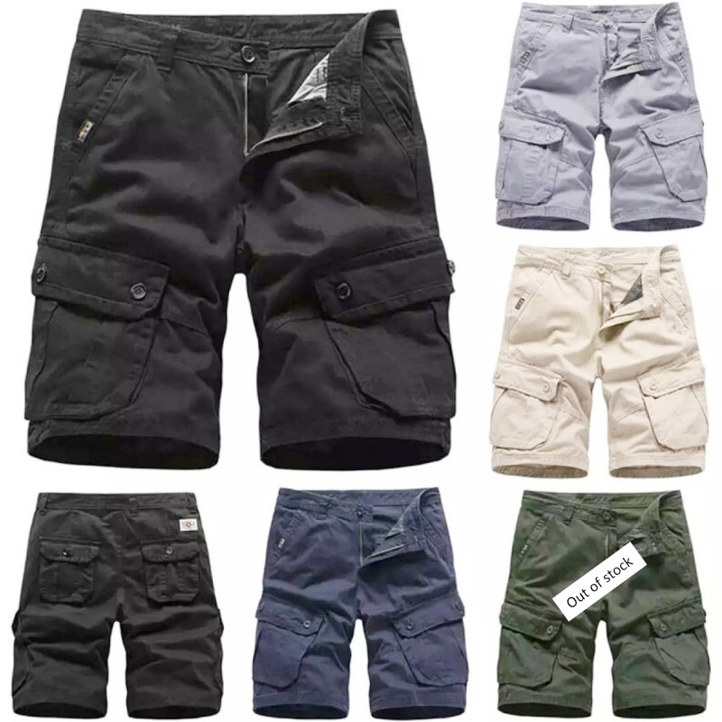 [Stella Fashion] New Men's Casual Short Bermuda 100% Cotton Casual Beach Cargo Pants Straight Short Pants-Stella's Fashion