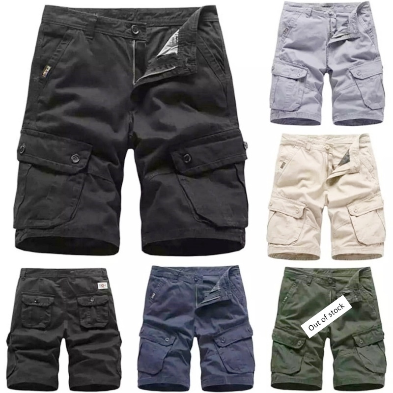 [Stella Fashion] New Men's Casual Short Bermuda 100% Cotton Casual Beach Cargo Pants Straight Short Pants-Stella's Fashion