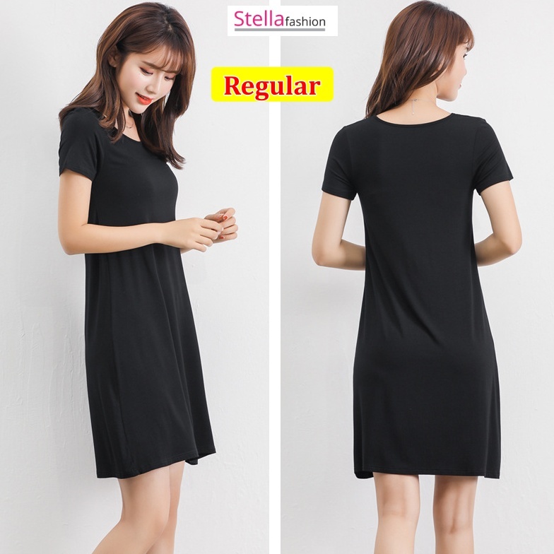Stella Fashion Korean version Summer Modal Plus Size Short Sleeve Skirt Dress Loose Fit  Short-Sleeve Bottoming Skirt