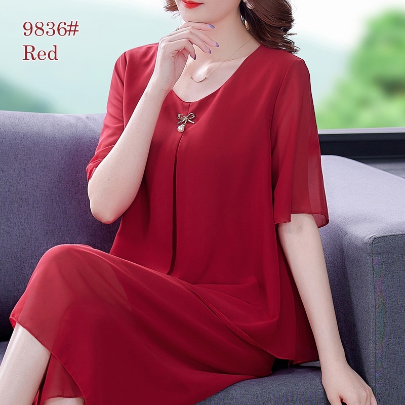 Korean Style Chiffon Short-sleeved Blouse Women plus size loose Plain Top Lady solid color Casual Top-Stella's Fashion