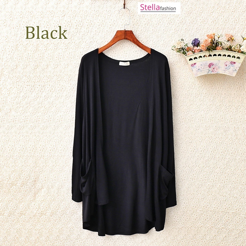 [Stella Fashion] READY STOCK  Women's Cotton Long Sleeve Cardigan Plain color Suncreen Modal Very soft and Comfortable-Stella's Fashion