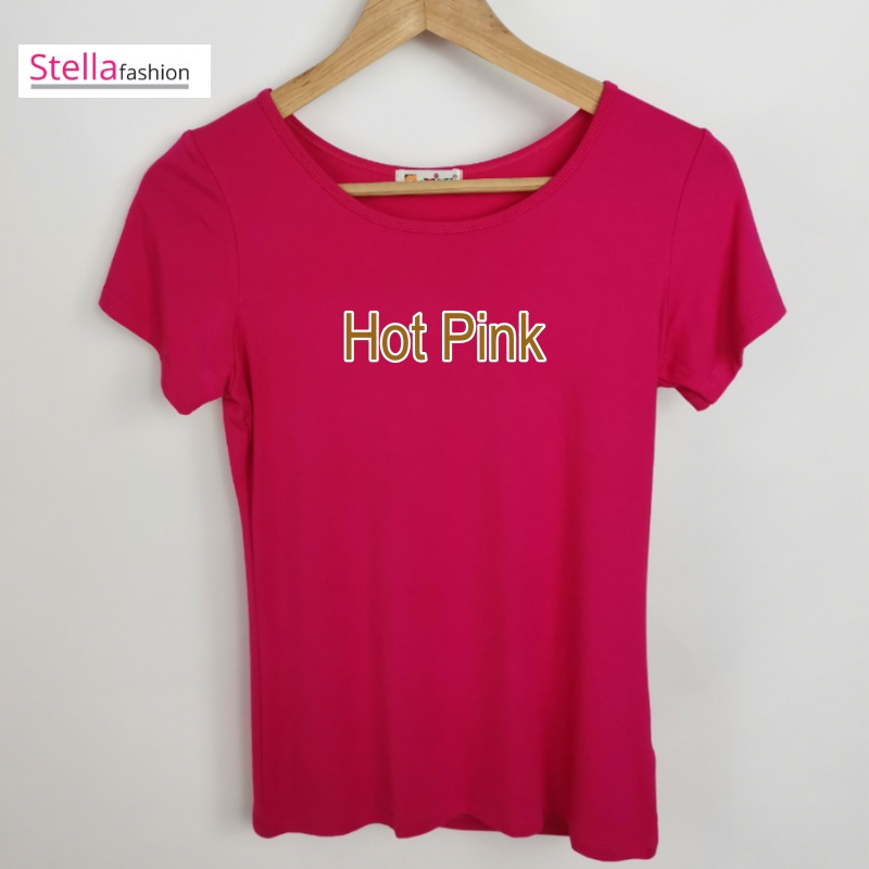 Stella Fashion Women Plus Size Short Sleeved Modal Bamboo fiber T-Shirt Round Neck Slim Casual Solid Color T-shirt
