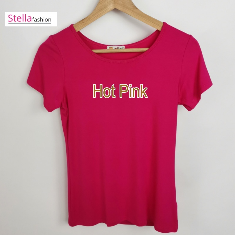 Stella Fashion Women Plus Size Short Sleeved Modal Bamboo fiber T-Shirt Round Neck Slim Casual Solid Color T-shirt