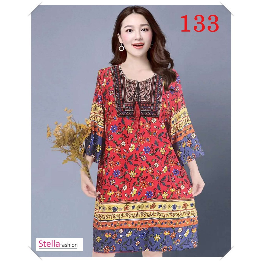 Stella Fashion Women Flora Long Sleeve Blouse Round Neck Long Dress