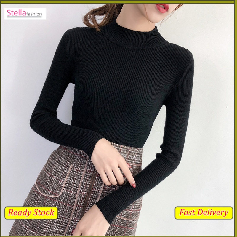 Stella Women's Turtleneck Long Sleeve Casual Bottoming Shirt Autumn And Winter Hedging All-Match slim-fitting T-Shirt-Stella's Fashion