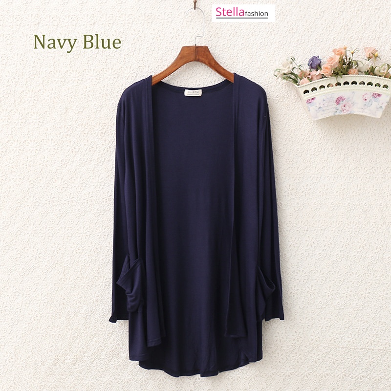 [Stella Fashion] READY STOCK  Women's Cotton Long Sleeve Cardigan Plain color Suncreen Modal Very soft and Comfortable-Stella's Fashion