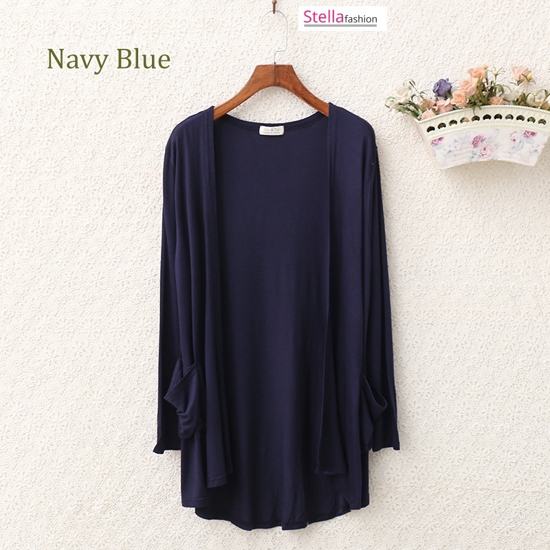 [Stella Fashion] READY STOCK  Women's Cotton Long Sleeve Cardigan Plain color Suncreen Modal Very soft and Comfortable-Stella's Fashion