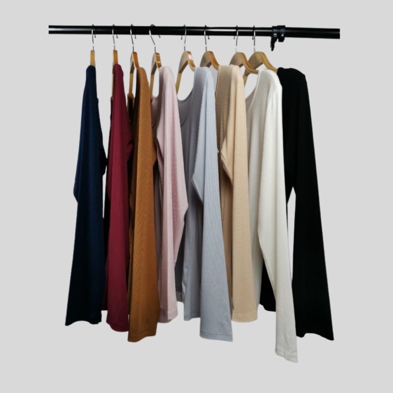 Stella Fashion  Long Sleeve Shirt Thin Muslimah Inner Wear round neck bottoming shirt long sleeved t-shirt