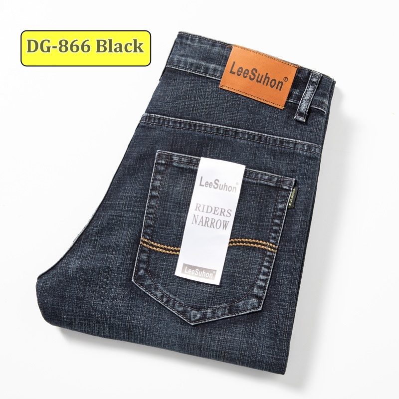 Stella Fashion Male Youth Middle-Aged Jeans Men’s Autumn and Winter Thick Elastic Straight Loose High Waist Casual Pants