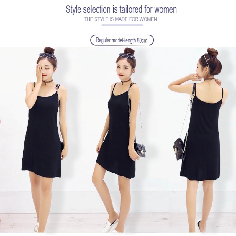 Stella Women Sleeveless slip dresses Modal Fabric skirt loose vest Stretch dress plus size spaghetti strap nightdress