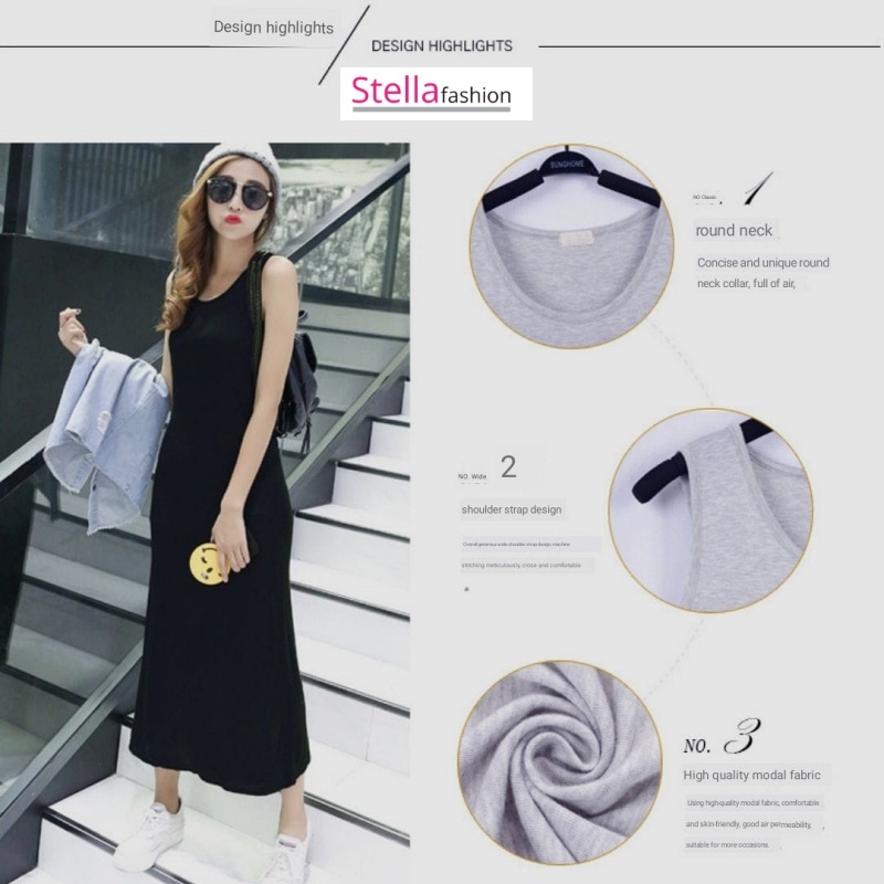 Stella Fashion Spring and Summer Modal vest long skirt loose long suspender bottoming skirt with racer vest skirt-Stella's Fashion