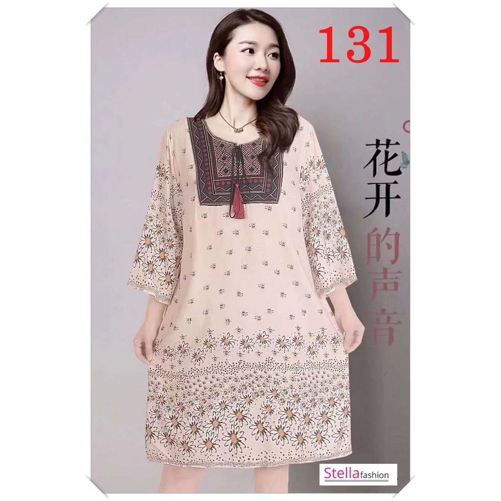 Stella Fashion Women Flora Long Sleeve Blouse Round Neck Long Dress