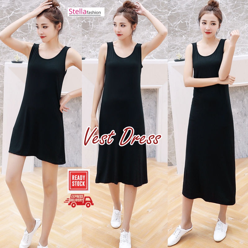 Korean Women Summer Sleeveless dress Modal Casual Slim Fit Long Maxi Dresses