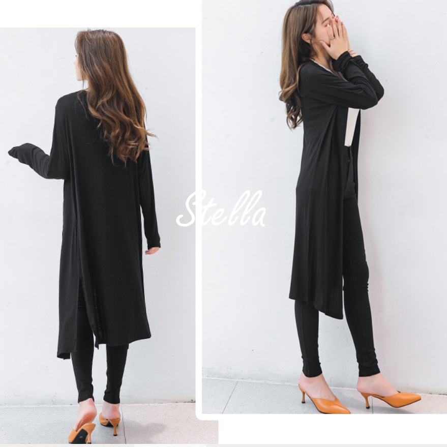 Stella Fashion Women's Modal Long Sleeve long Cardigan Sun Protection  Muslimah Casual Cardigan 莫代尔薄款开衫长袖防晒衣女外套长款外搭防晒衫-Stella's Fashion