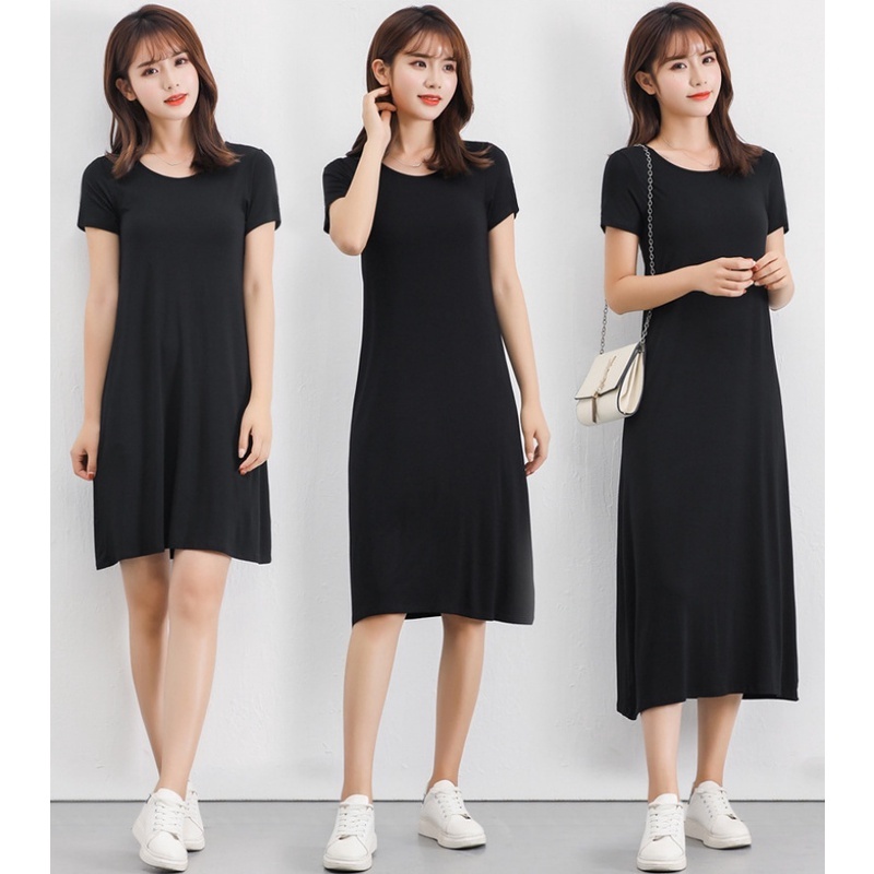 Stella Fashion Korean version Summer Modal Plus Size Short Sleeve Skirt Dress Loose Fit  Short-Sleeve Bottoming Skirt-Stella's Fashion