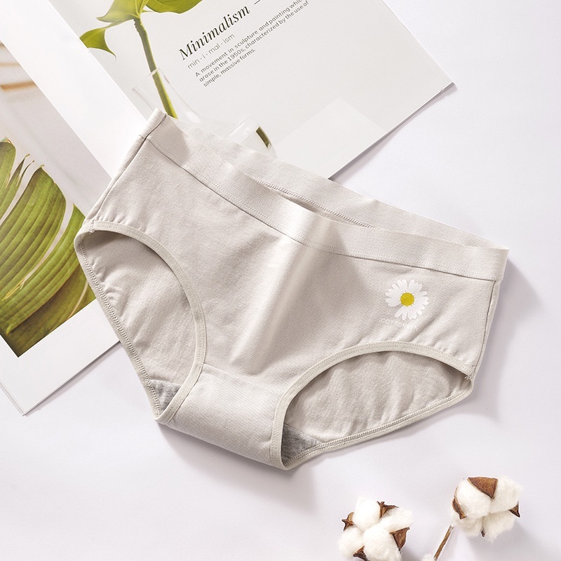 Stella Fashion Ladies Cotton Printed Small Daisy Mid -waist Triangle Girl Underwear Women’s Comfortable Cute Panties