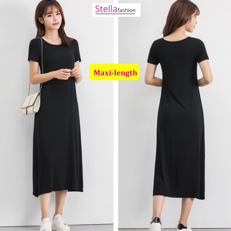 Stella Fashion Korean version Summer Modal Plus Size Short Sleeve Skirt Dress Loose Fit  Short-Sleeve Bottoming Skirt