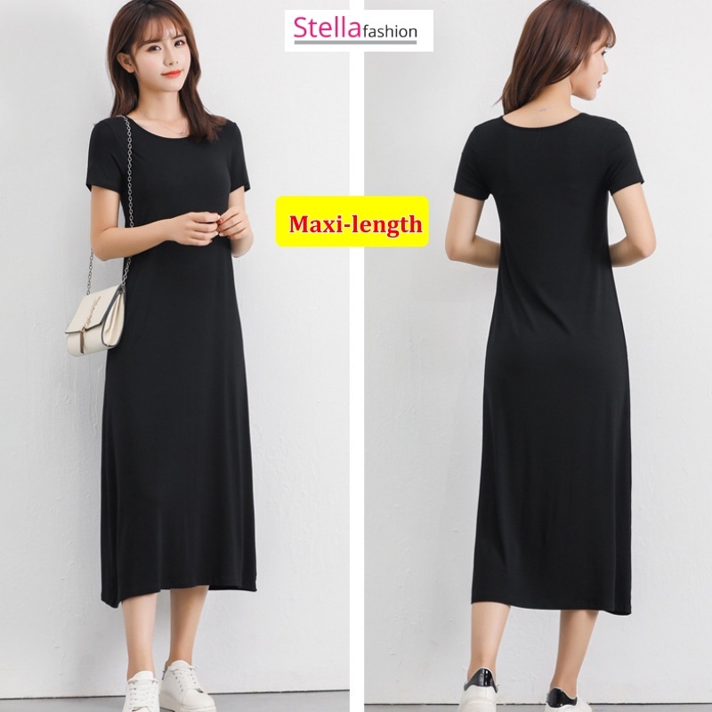 Stella Fashion Korean version Summer Modal Plus Size Short Sleeve Skirt Dress Loose Fit  Short-Sleeve Bottoming Skirt-Stella's Fashion