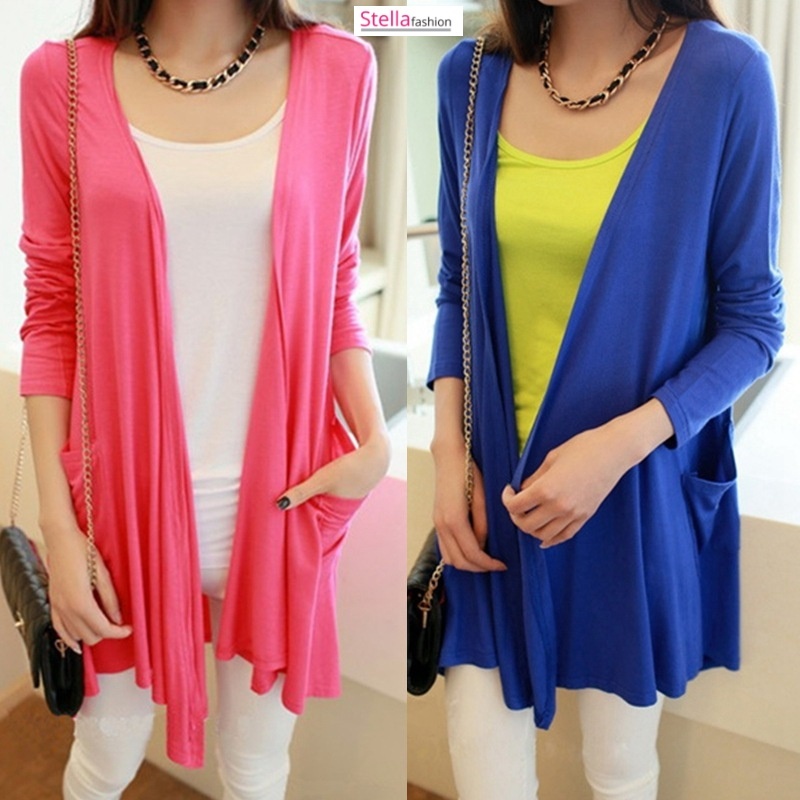 [Stella Fashion] READY STOCK  Women's Cotton Long Sleeve Cardigan Plain color Suncreen Modal Very soft and Comfortable-Stella's Fashion