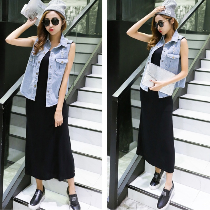Stella Fashion Spring and Summer Modal vest long skirt loose long suspender bottoming skirt with racer vest skirt-Stella's Fashion