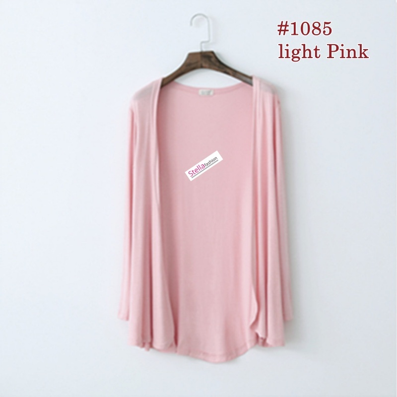 [Stella] Women Long-Sleeved Thin Cardigan Jacket Loose Modal Thin Mid-length Plus size Sun Protection women Cardigan-Stella's Fashion