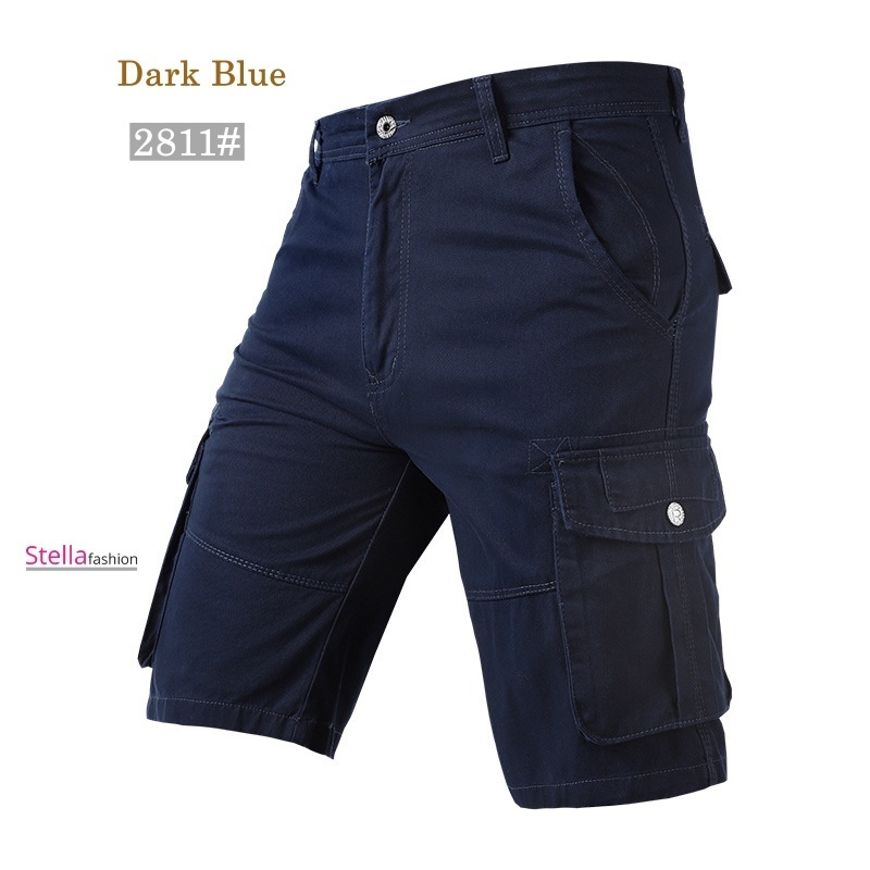 Stella Fashion Men Cotton bermuda Cargo Pants Summer Pocket Pants Plain Casual Short Pants for Men-Stella's Fashion