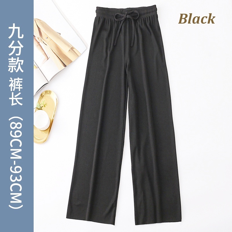 Summer Ice Silk Wide-Leg Pants Women’s Casual Pants High Waist Large Size  Straight-Leg Pants-Stella's Fashion