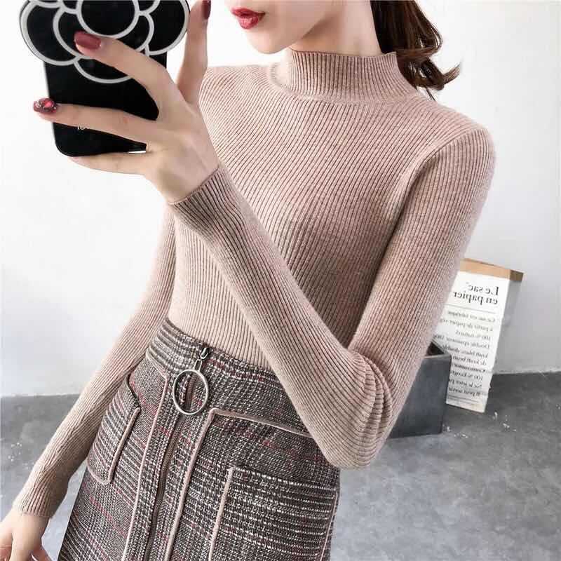 Stella Women's Turtleneck Long Sleeve Casual Bottoming Shirt Autumn And Winter Hedging All-Match slim-fitting T-Shirt-Stella's Fashion