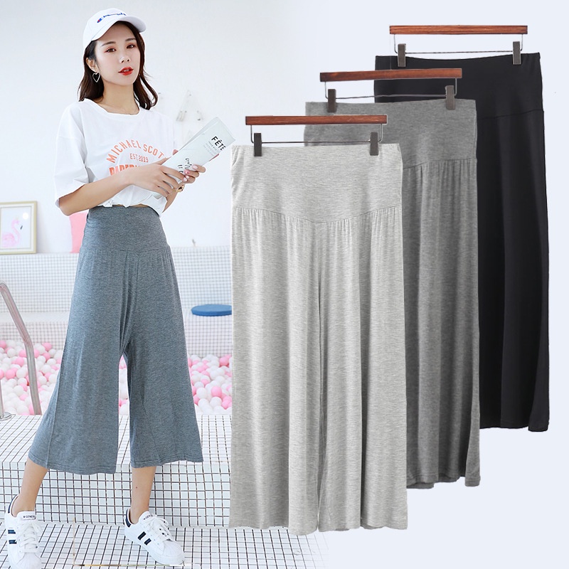 Stella Fashion women High Waist Wide-leg Straight Pants Summer Casual Loose yoga Stretch Trouser Modal cotton loose pant