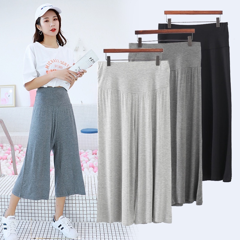 Stella Fashion women High Waist Wide-leg Straight Pants Summer Casual Loose yoga Stretch Trouser Modal cotton loose pant