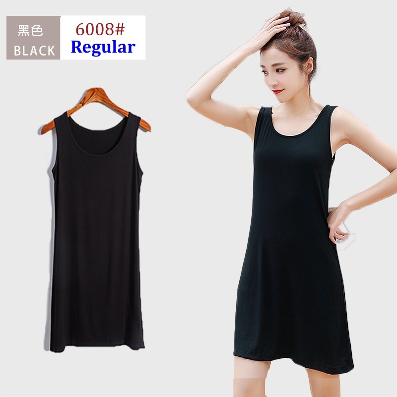 Korean Women Summer Sleeveless dress Modal Casual Slim Fit Long Maxi D