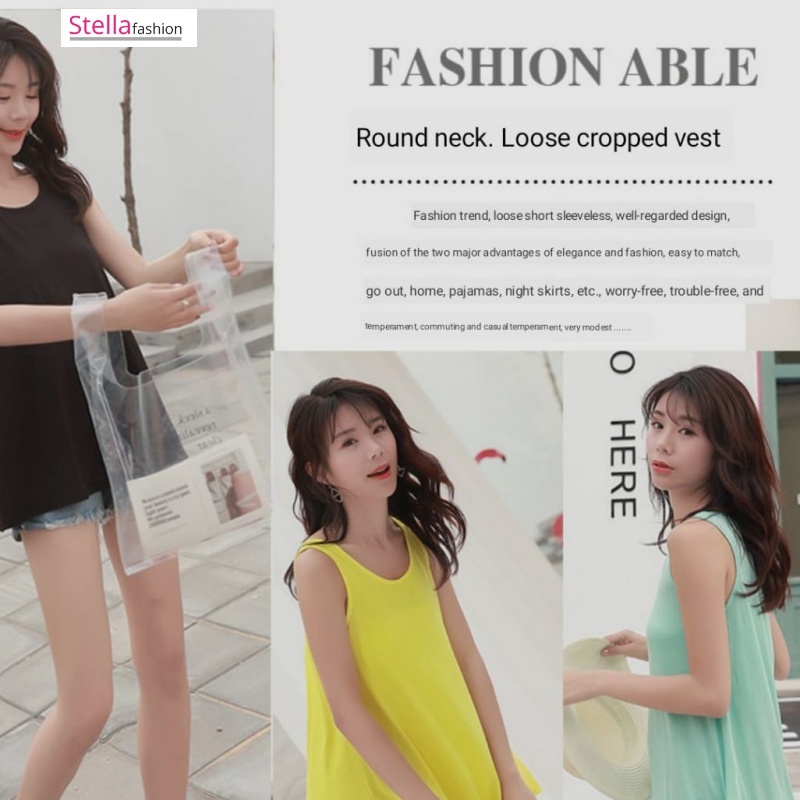 [Stella Fashion] Plus Size Loose Fit Flare Bottom Blouse Sleeveless Top Tees hides Tummy Plus Size Women Tank Top