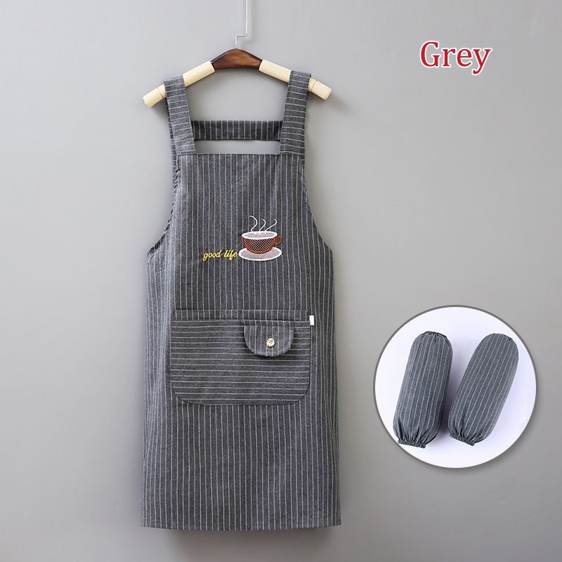 [Stella Fashion ]Pure Cotton Apron Kitchen Waterproof Oil Proof Cooking Aprons Women Men  Adjustable Aprons Kitchen
