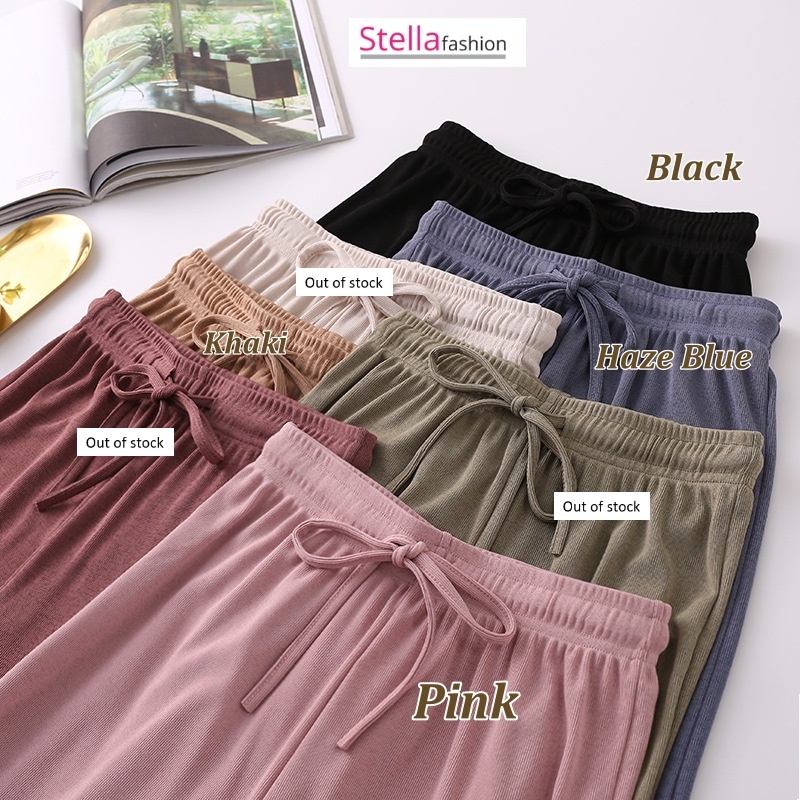 Summer Ice Silk Wide-Leg Pants Women’s Casual Pants High Waist Large Size Thin Knitted Pants  Straight-Leg Pants