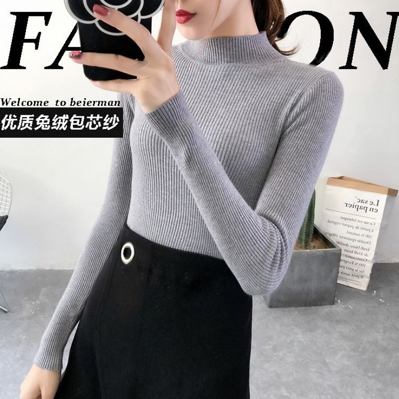 Stella Women's Turtleneck Long Sleeve Casual Bottoming Shirt Autumn And Winter Hedging All-Match slim-fitting T-Shirt-Stella's Fashion