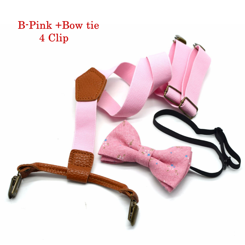 Stella Fashion Suspender Clip-on Braces and Bow Tie Set for Child Kids Party and Wedding 儿童吊裤带+印花领结