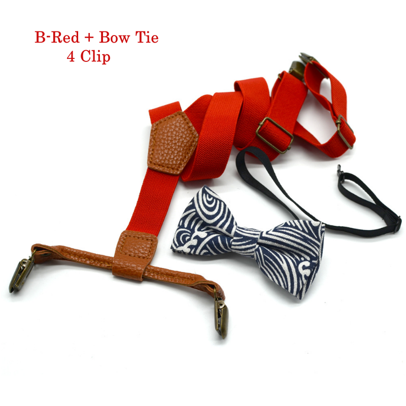 Stella Fashion Suspender Clip-on Braces and Bow Tie Set for Child Kids Party and Wedding 儿童吊裤带+印花领结
