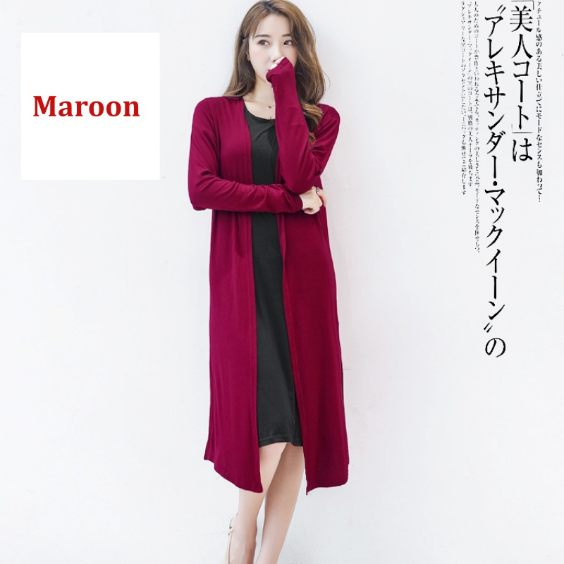 Stella Fashion Women's Modal Long Sleeve long Cardigan Sun Protection  Muslimah Casual Cardigan 莫代尔薄款开衫长袖防晒衣女外套长款外搭防晒衫-Stella's Fashion