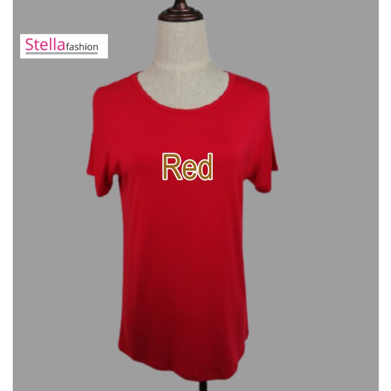 Stella Fashion Women Plus Size Short Sleeved Modal Bamboo fiber T-Shirt Round Neck Slim Casual Solid Color T-shirt