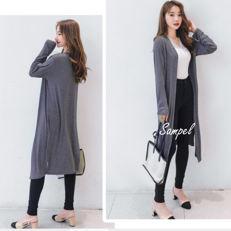 Stella Fashion Women's Modal Long Sleeve long Cardigan Sun Protection  Muslimah Casual Cardigan 莫代尔薄款开衫长袖防晒衣女外套长款外搭防晒衫-Stella's Fashion