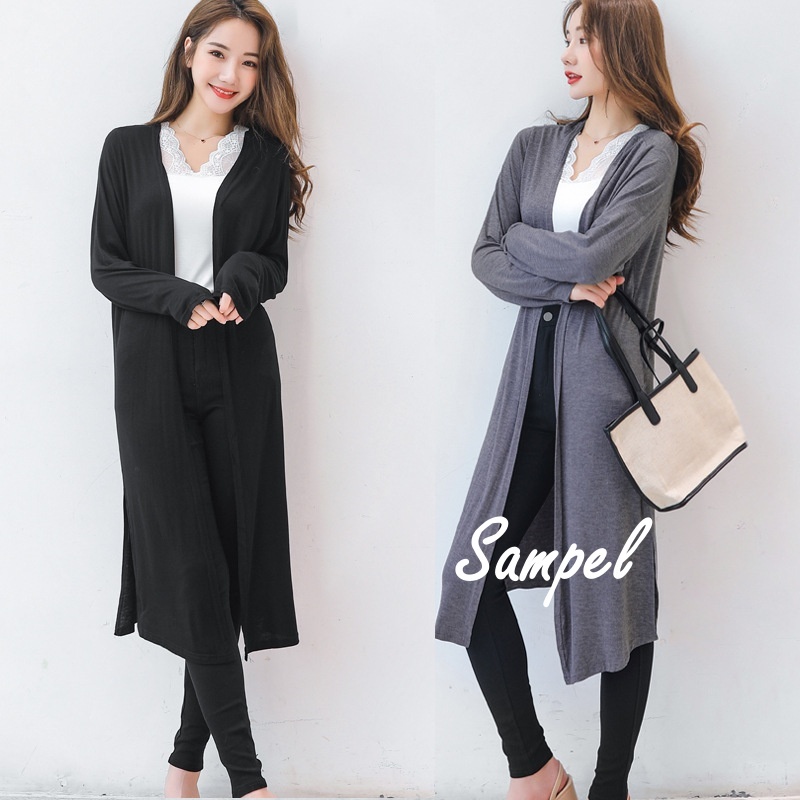 Stella Fashion Women's Modal Long Sleeve long Cardigan Sun Protection  Muslimah Casual Cardigan 莫代尔薄款开衫长袖防晒衣女外套长款外搭防晒衫-Stella's Fashion