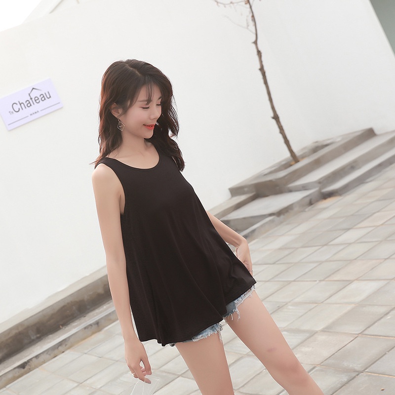 [Stella Fashion] Plus Size Loose Fit Flare Bottom Blouse Sleeveless Top Tees hides Tummy Plus Size Women Tank Top