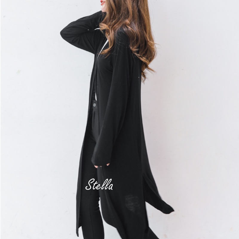 Stella Fashion Women's Modal Long Sleeve long Cardigan Sun Protection  Muslimah Casual Cardigan 莫代尔薄款开衫长袖防晒衣女外套长款外搭防晒衫-Stella's Fashion