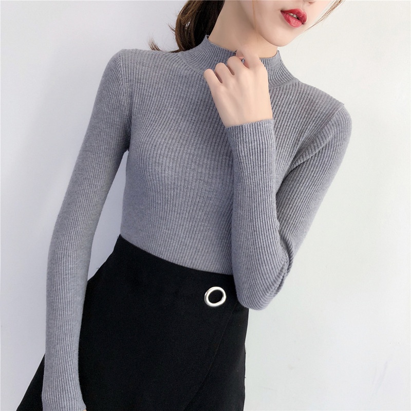 Stella Women's Turtleneck Long Sleeve Casual Bottoming Shirt Autumn And Winter Hedging All-Match slim-fitting T-Shirt-Stella's Fashion