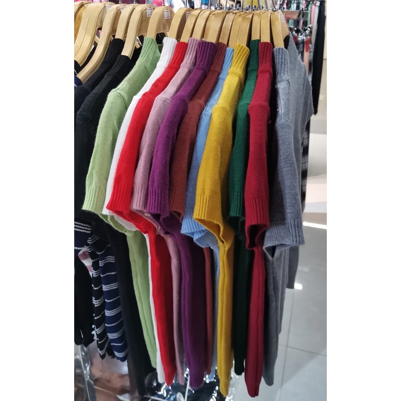 Stella Women's Solid Color Half Turtleneck Slim Tops Short Sleeve Knitted T-Shirt Korean Version Women's Top T-Shirt